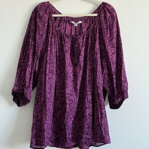 Old Navy Blouse Plus 3X Blouse Purple Relax Beachy‎ Coastal Resort Cotton Top